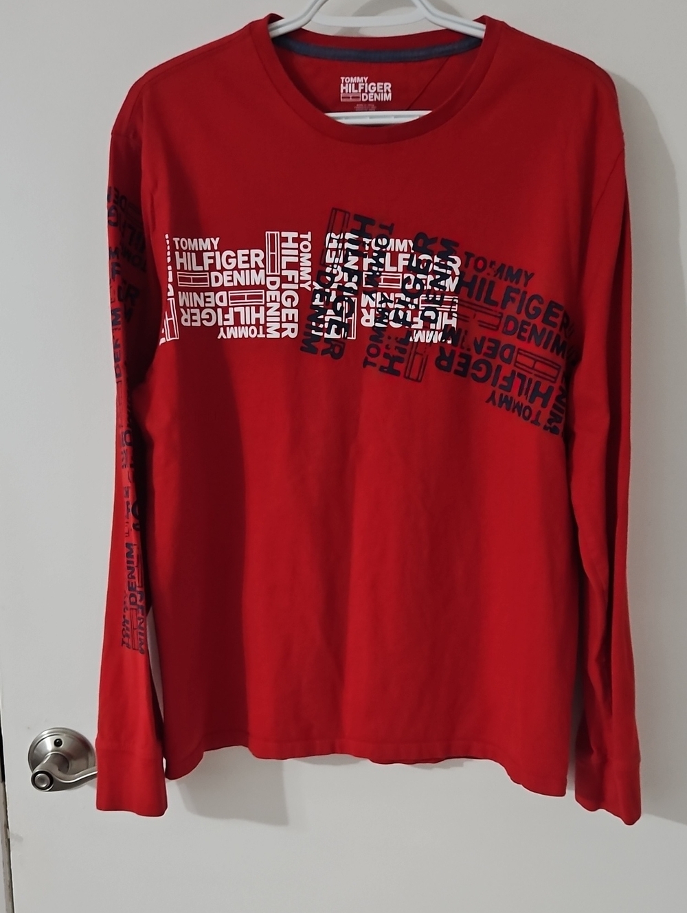 Tommy Hilfiger Red Long-Sleeve Graphic Logo Tee